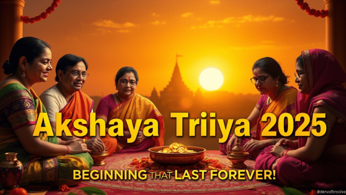 Akshaya Tritiya 2025 puja thali with gold coins and flowers